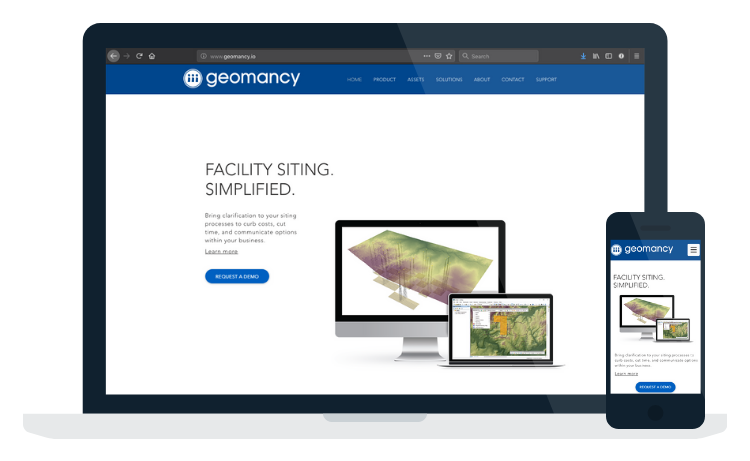 View of Integrated Geomancy Product Website on Desktop, Laptop, and Mobile.