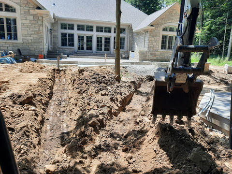 excavation, mini excavator, digging footers, trenching, downspout trenching, driveway pipe installation, shrub removal , drainage pipe installation
