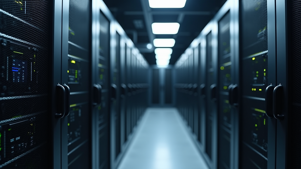 Close-up of a server rack in a data centre