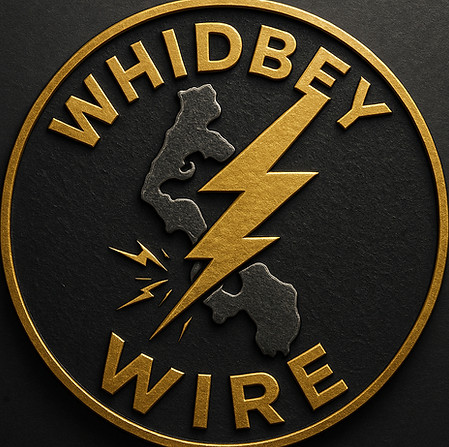 Whidbey Wire logo: island struck by lightning
