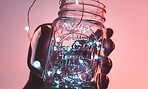 String Lights in Jar