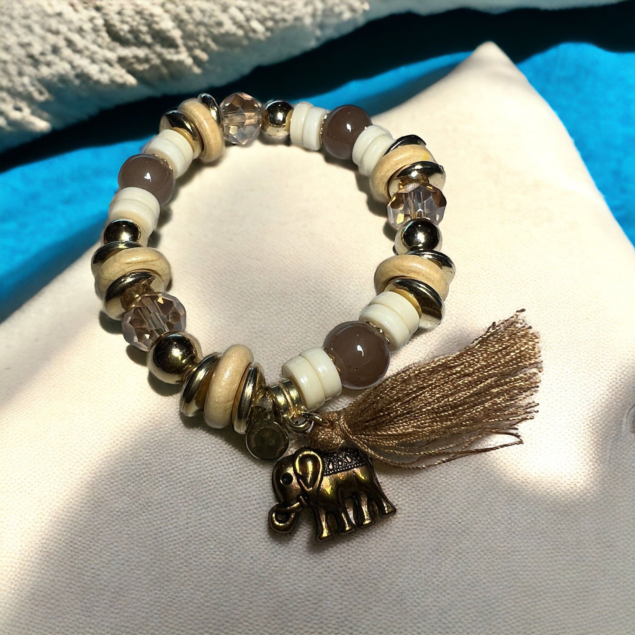 Elephant Charm Beaded Bracelet