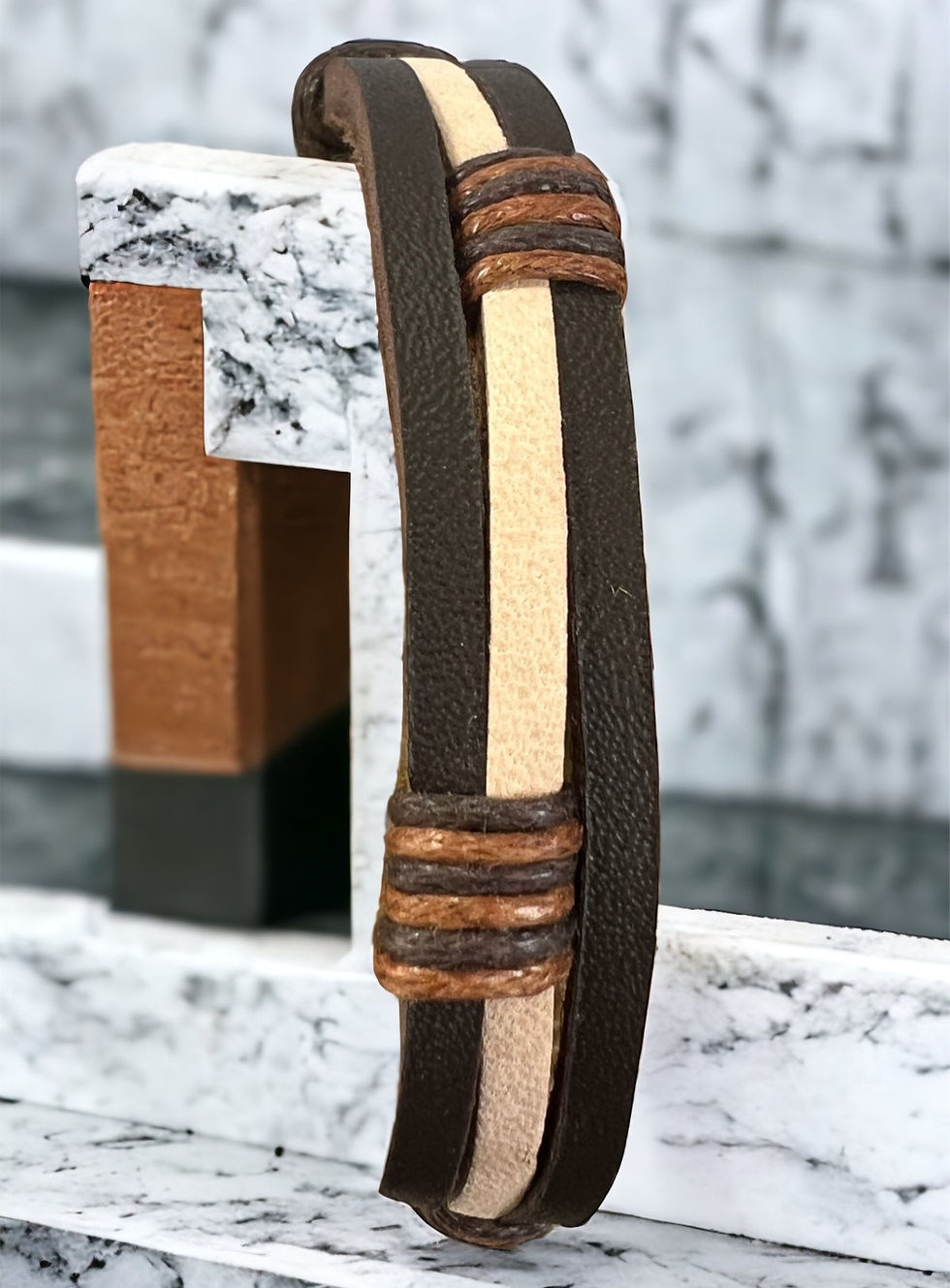 Thumbnail: Vintage 2 Tone Leather Bracelet