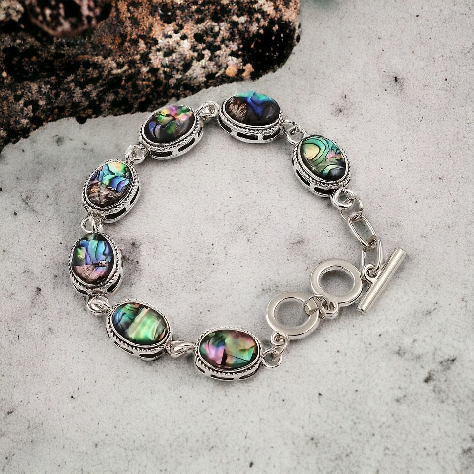 Thumbnail: Oval Abalone Link Bracelet