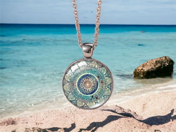 Thumbnail: 24" Necklace with Colorful Sunburst Pendant
