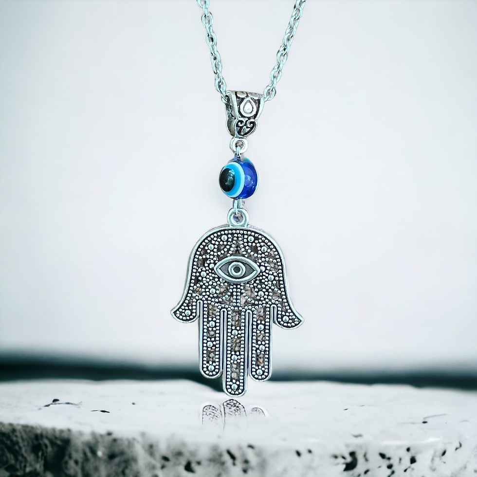 Thumbnail: Hamsa Hand Evil Eye Pendant Necklace
