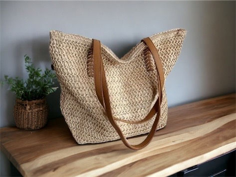 Thumbnail: Boho Woven Straw Shoulder Bag