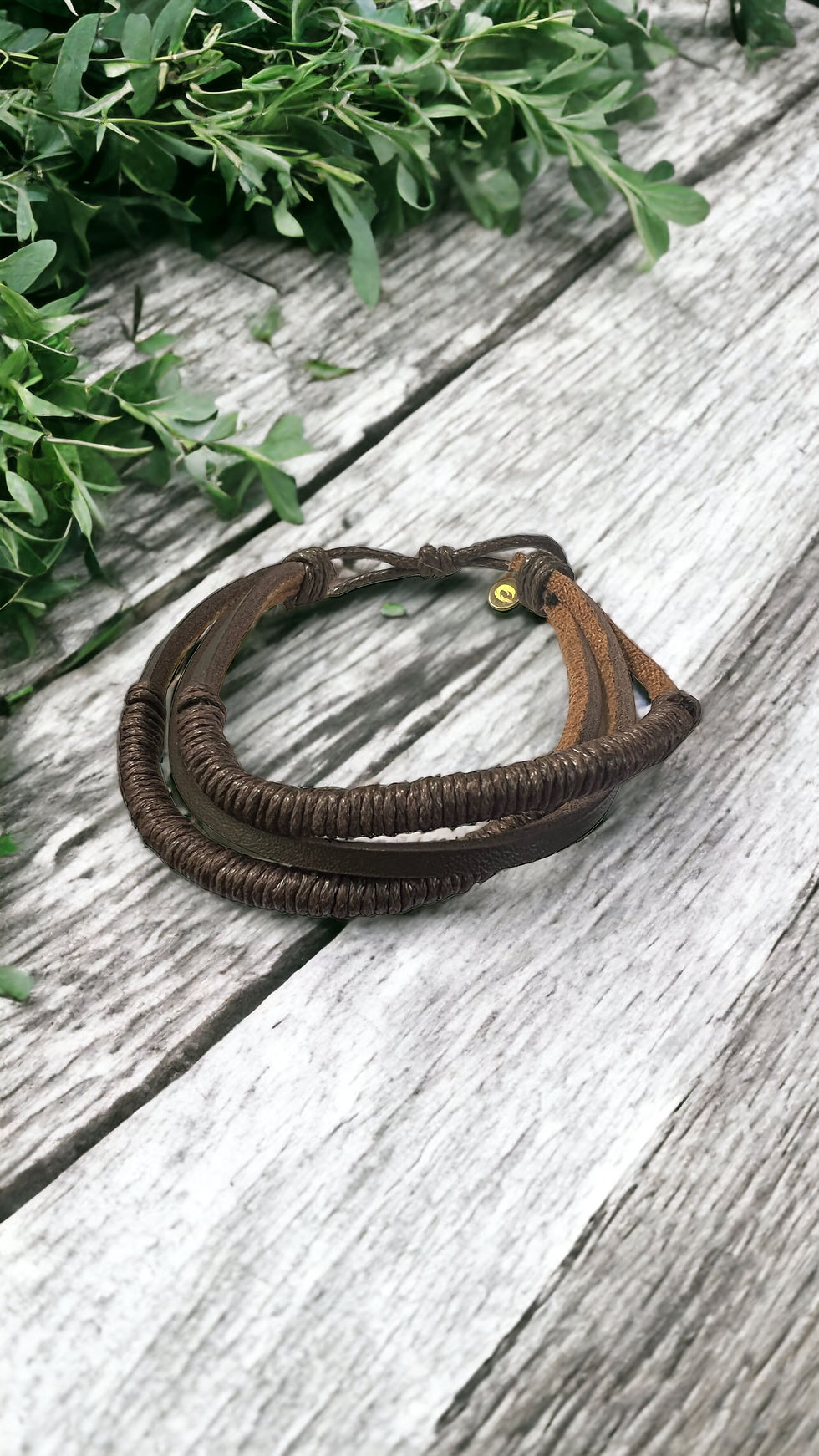 Thumbnail: Vintage Leather Triple Band Adjustable Bracelet