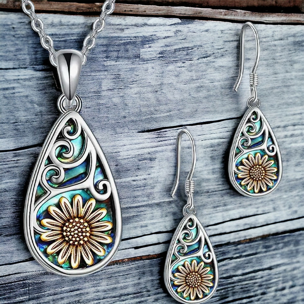 Thumbnail: Sunflower necklace and drop earrings