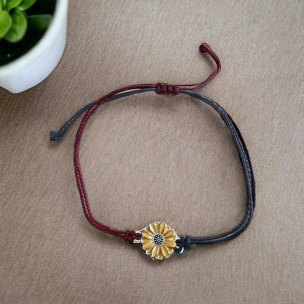 Thumbnail: Adjustable Cord Bracelet with Sunflower Charm