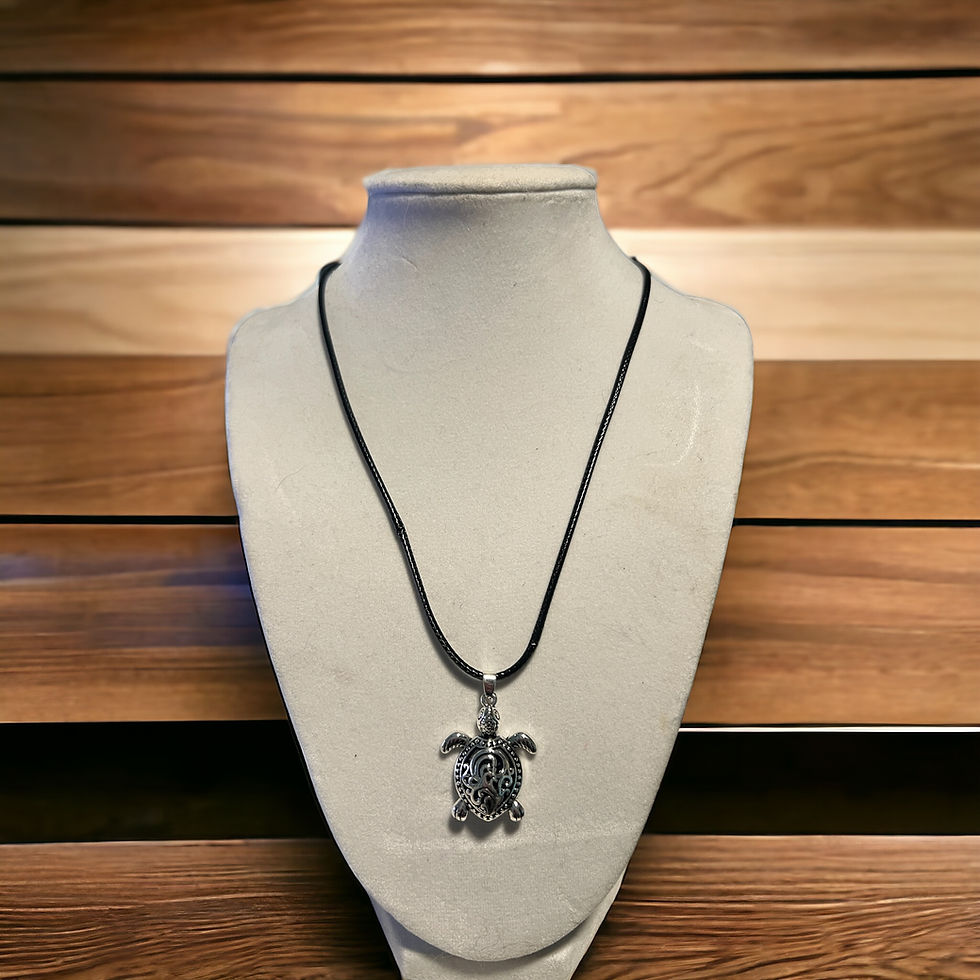 Thumbnail: 17" Black cord necklace with sea turtle pendant