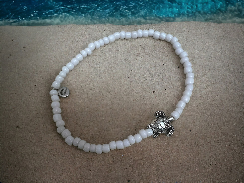 Thumbnail: Seed Bead Bracelet / Anklet with Turtle Charm