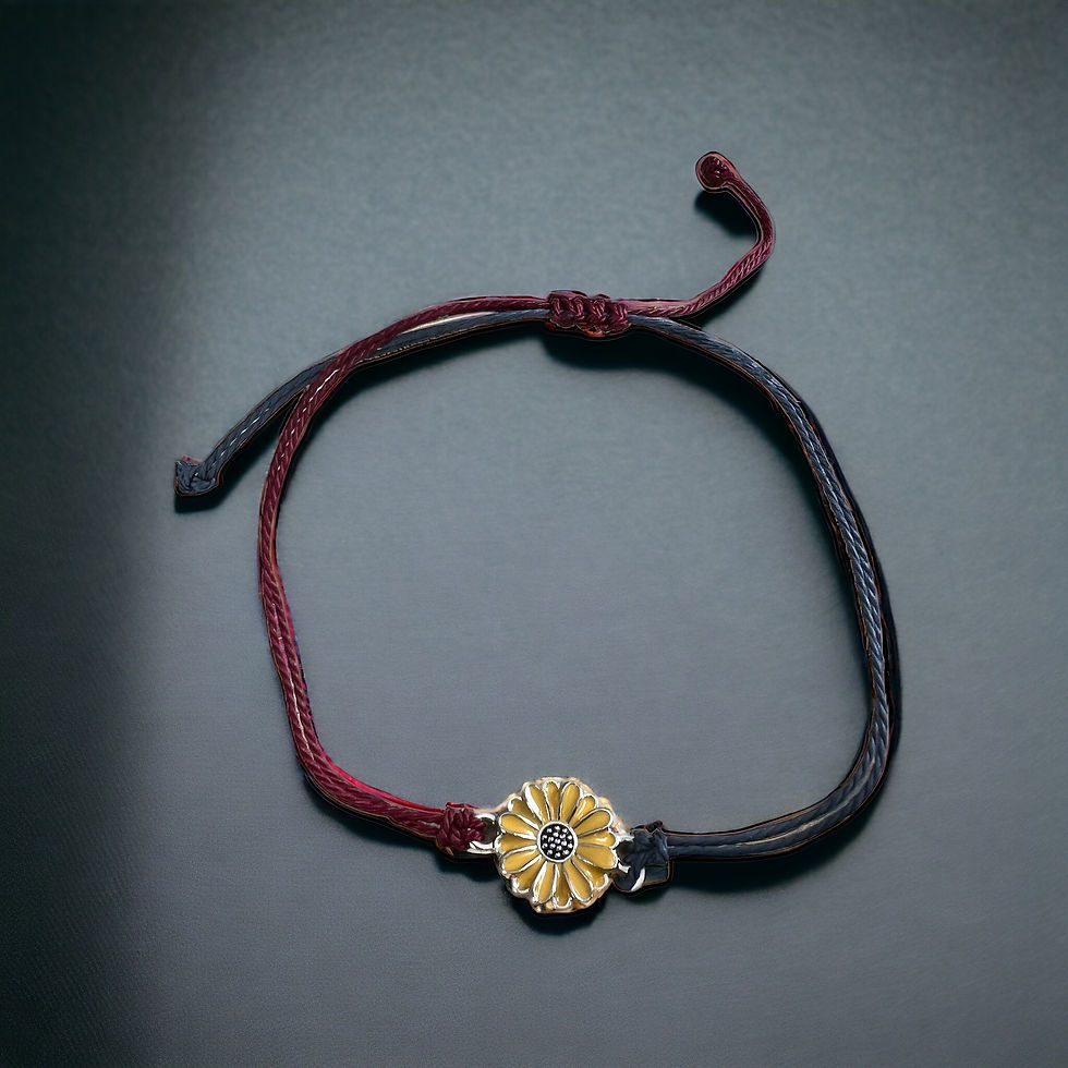 Thumbnail: Adjustable Cord Bracelet with Sunflower Charm