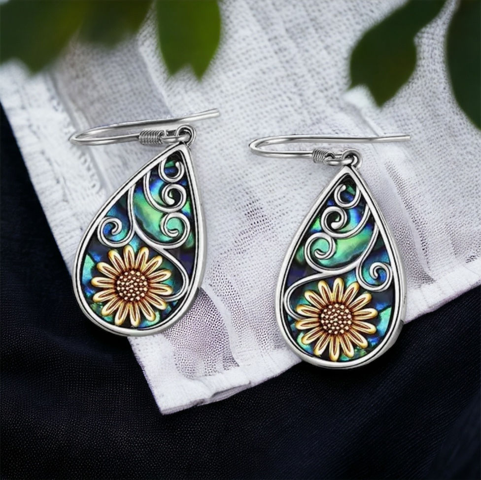 Thumbnail: Sunflower necklace and drop earrings