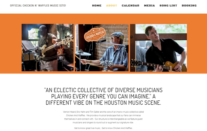 Website Completed for Houston Band 'Chicken And Waffles'