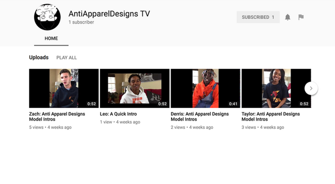 Anti Apparel Designs YouTube Channel Launched August 2017