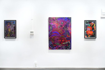 Installation shot of JUM’s solo show ‘Frenzy in the Wild’ at Odds and Ends gallery in Hong Kong