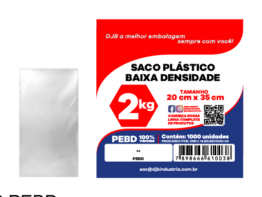 Saco de Baixa Densidade - 2kg 20 x 35 x 0.004