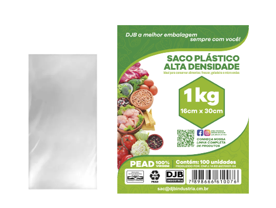 Saco de Alta Densidade - 1kg 16 x 30 x 0.002