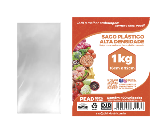 Saco de Alta Densidade - 1kg 16 x 32 x 0.002