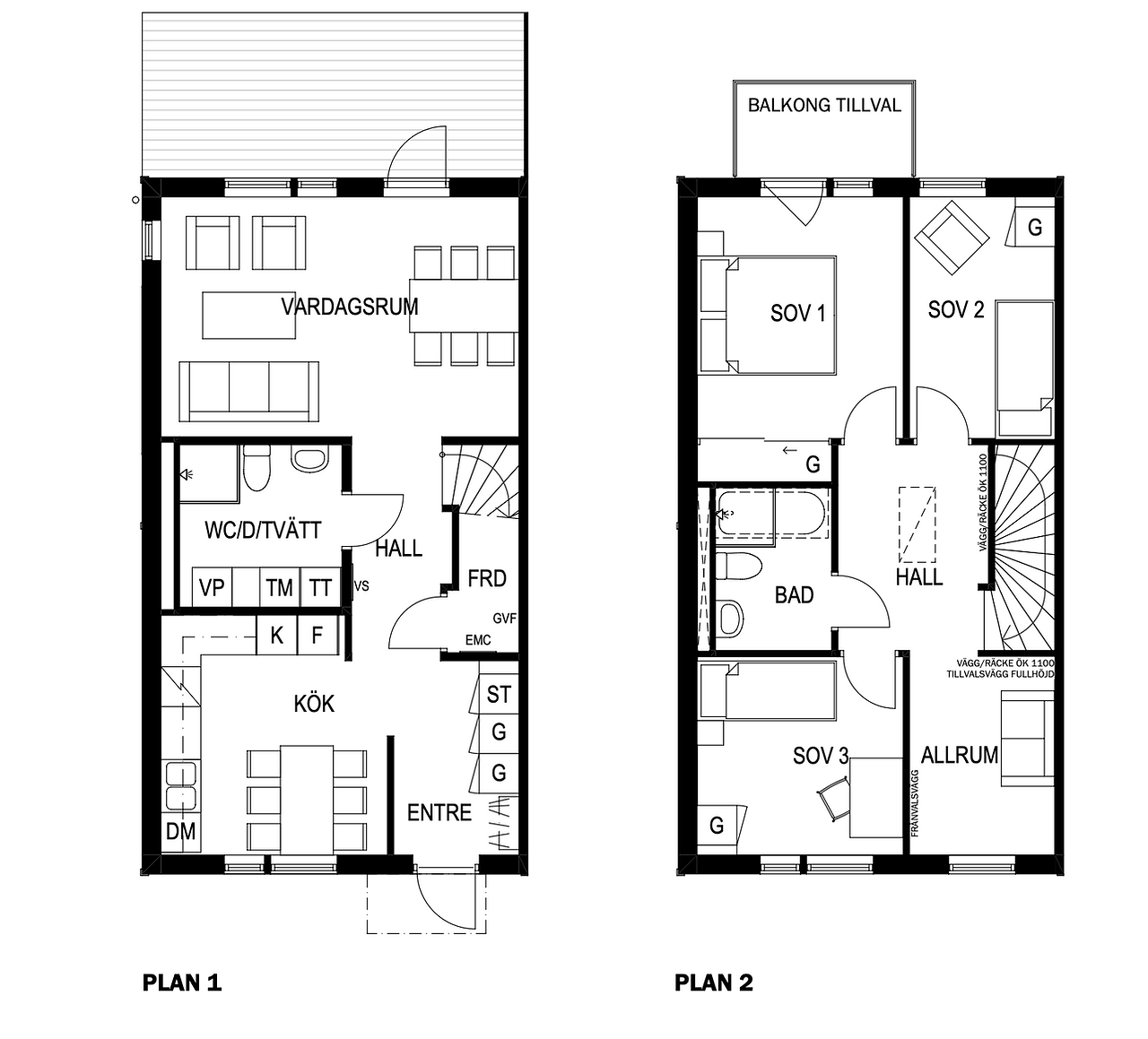 planlösning parhus