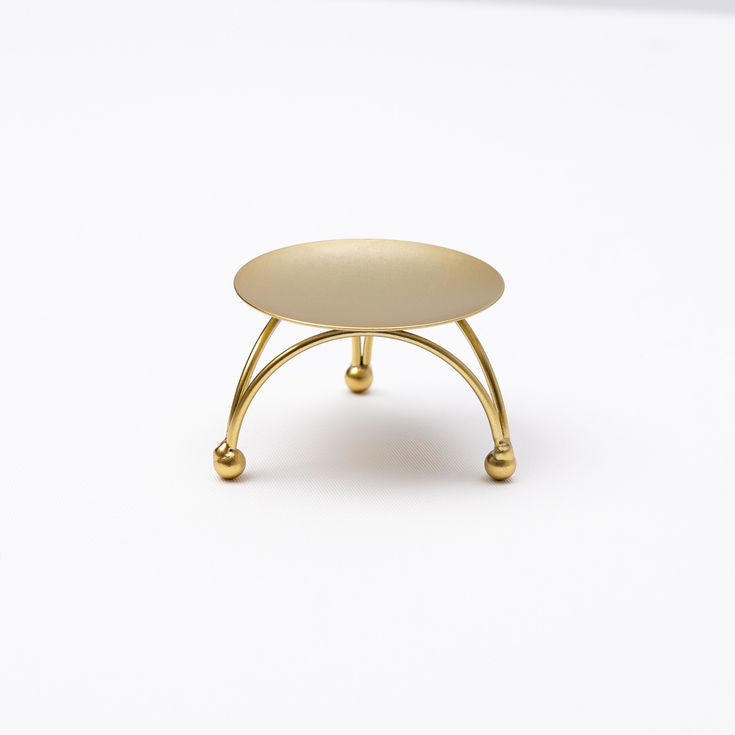 Gold Candle Saucer - Footed