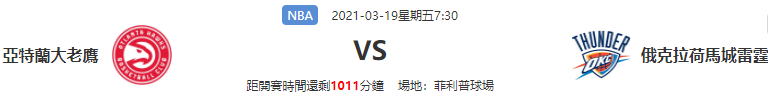 2021/3/18 NBA 亞特蘭大老鷹VS俄克拉荷馬城雷霆|8BET娛樂城