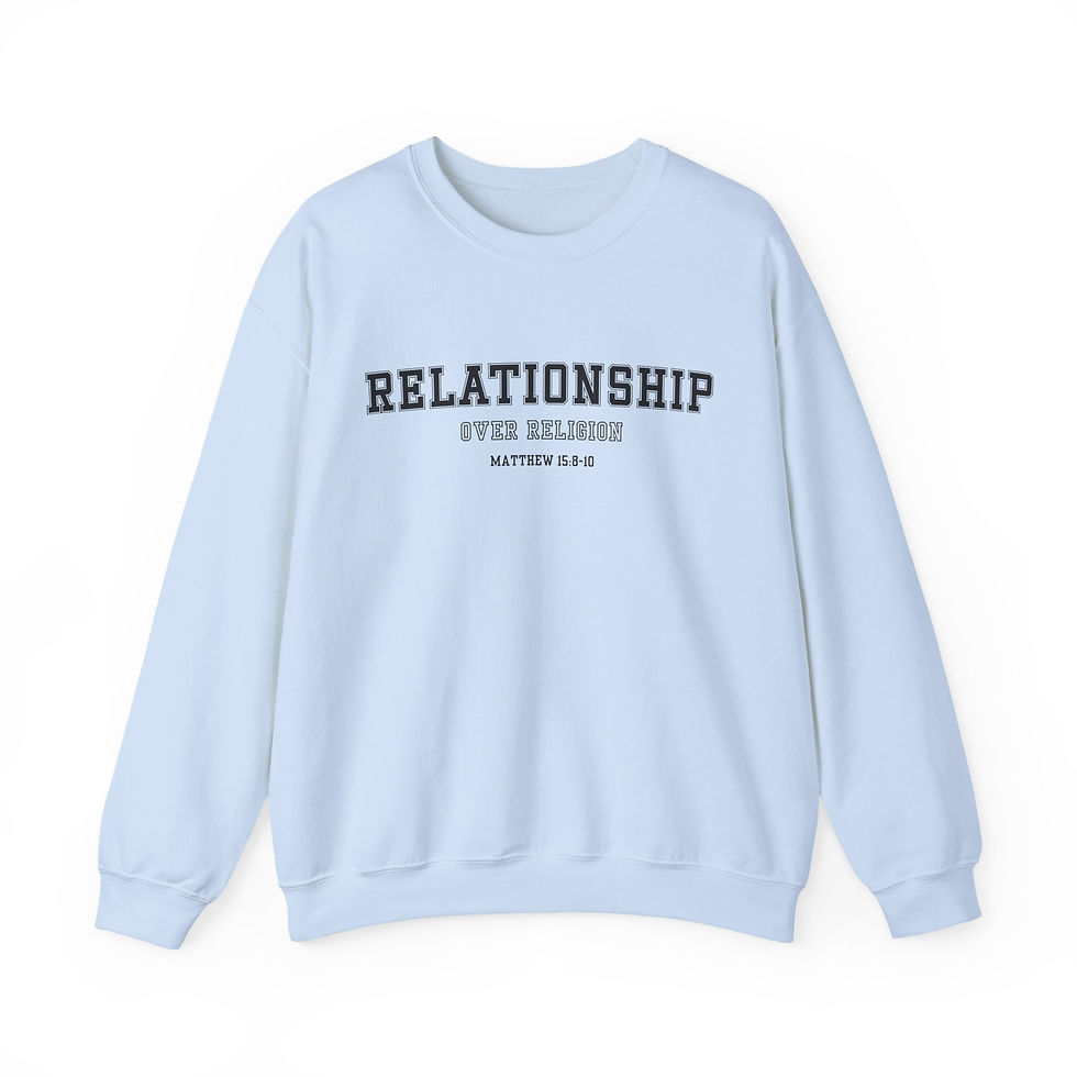 Thumbnail: Relationship Over Religion Cozy Christian Crewneck Sweatshirt