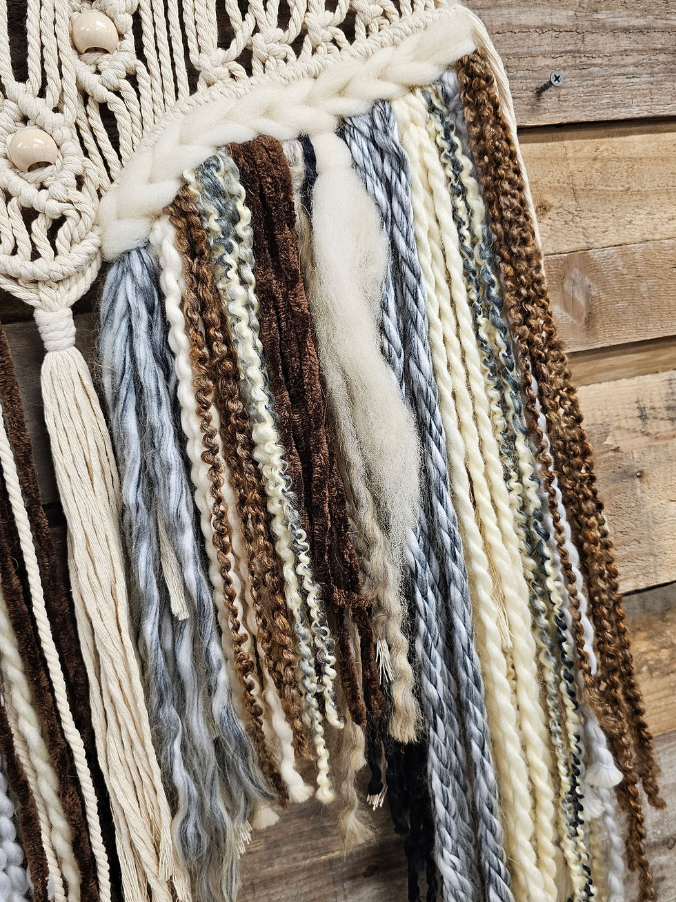 Thumbnail: HANDMADE UNIQUE MACRAME WALL HANGING WITH BROWN ACCENTS - EARTHY BOHO DE
