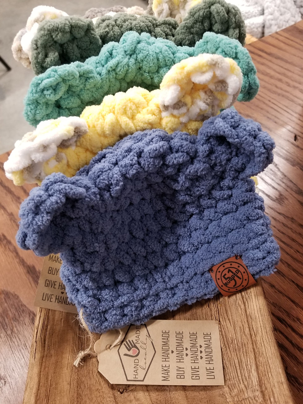 Thumbnail: CUTE AND SNUGGLY, HANDMADE CROCHET BEANIE HAT WITH BEAR EARS