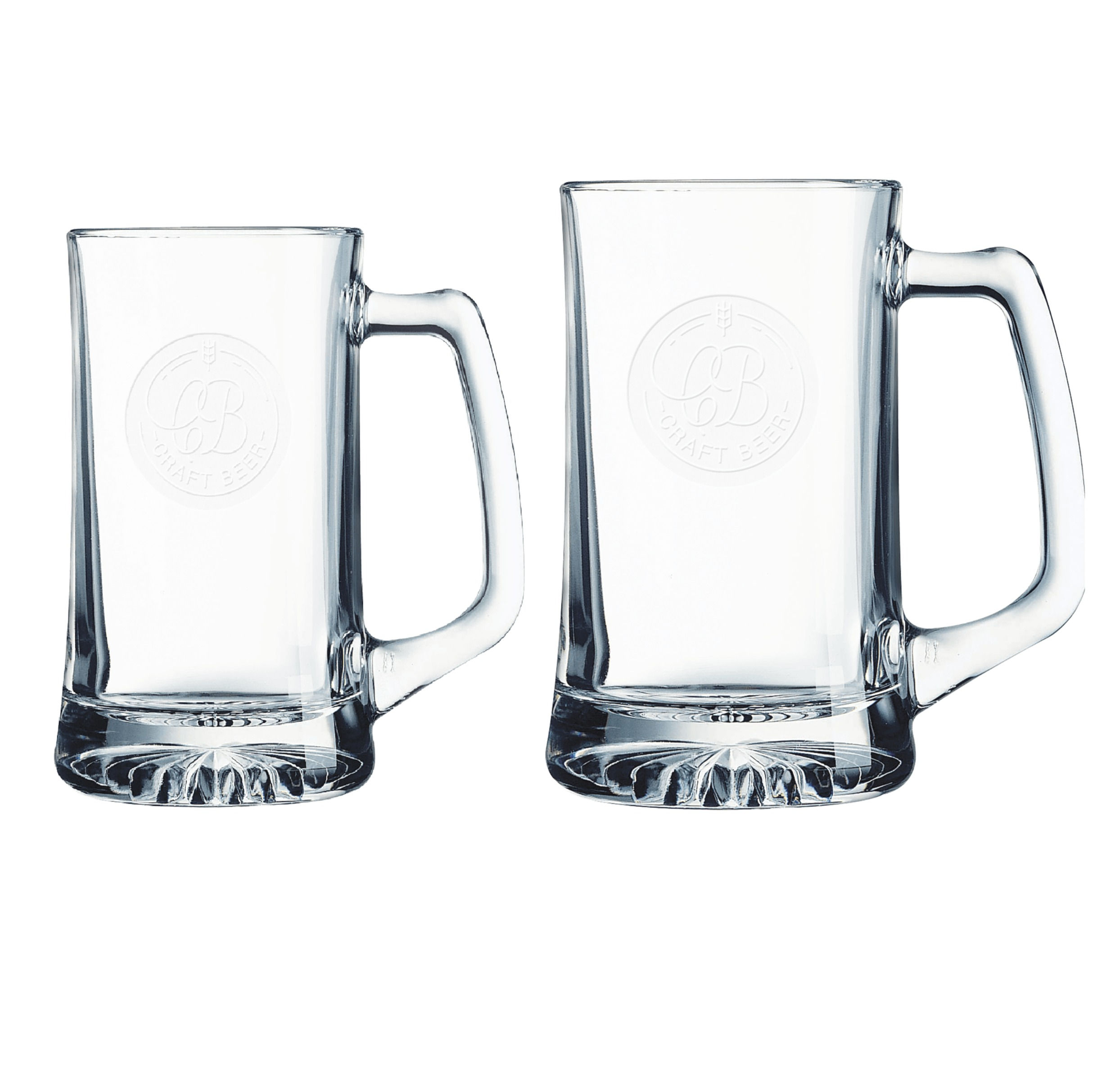 POLAR CAMEL CUSTOM ENGRAVABLE CLEAR GLASS BEER MUG WITH HANDLE, 2 SIZES