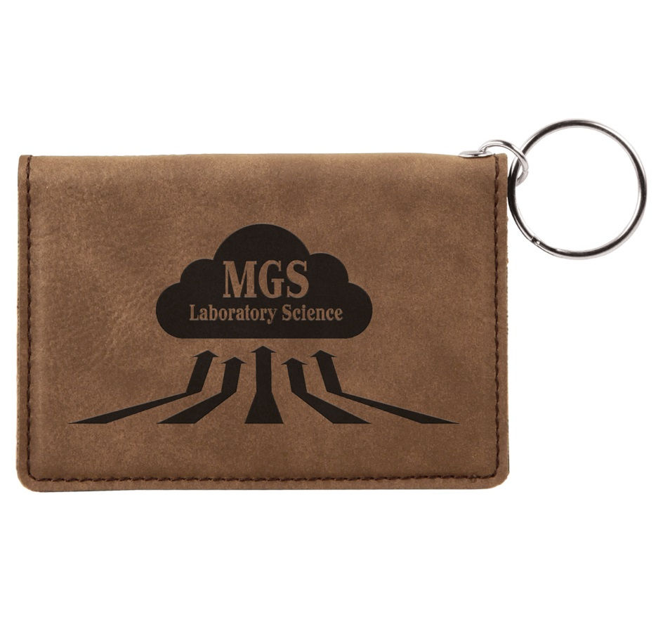 Thumbnail: 4 1/4" x 3" CUSTOM ENGRAVABLE LEATHERETTE KEYCHAIN ID HOLDER