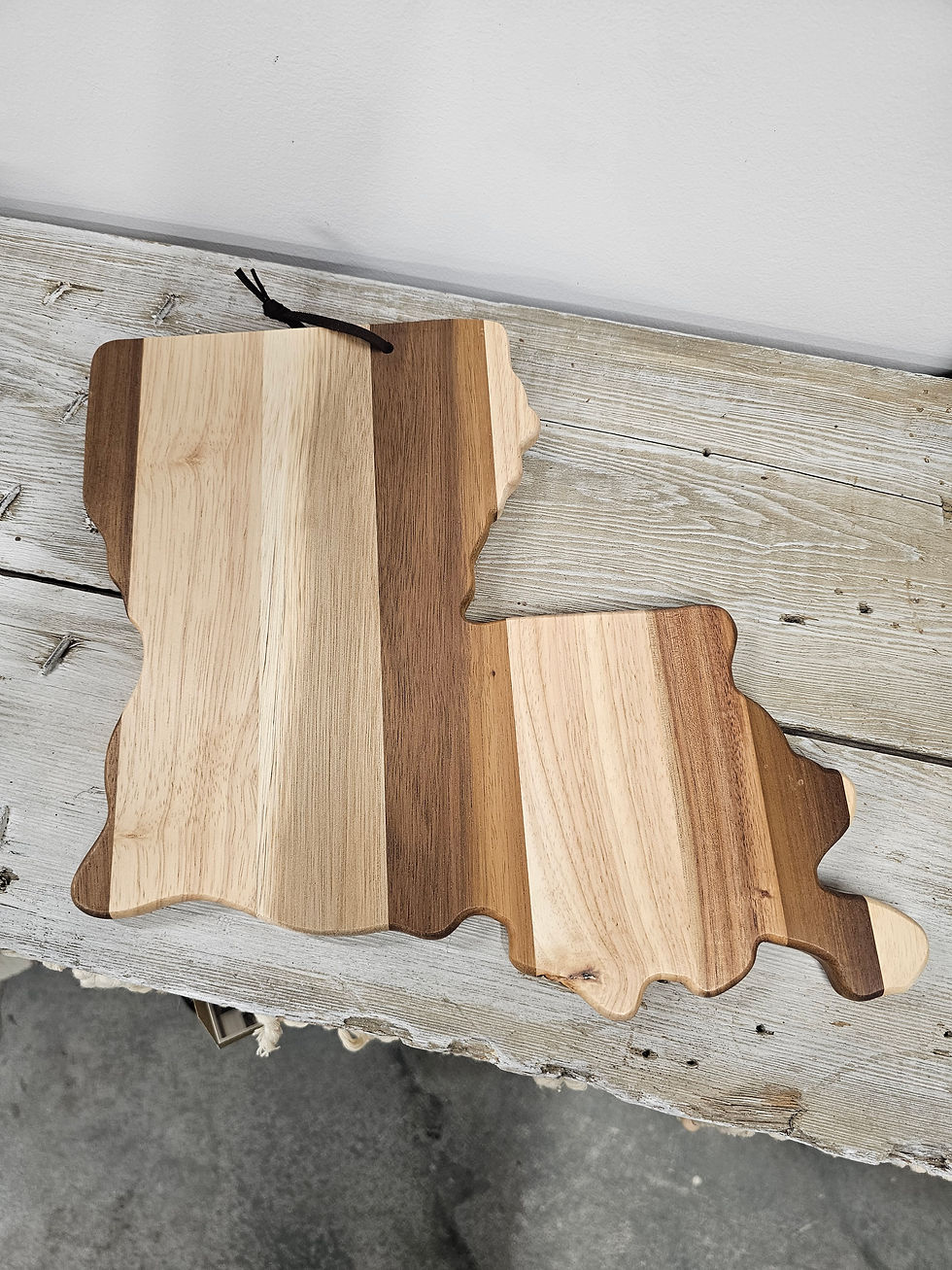 Thumbnail: CUSTOM ENGRAVABLE ACACIA WOOD SHIPLAP SERIES LOUISIANA SHAPED CUTTING BOARD