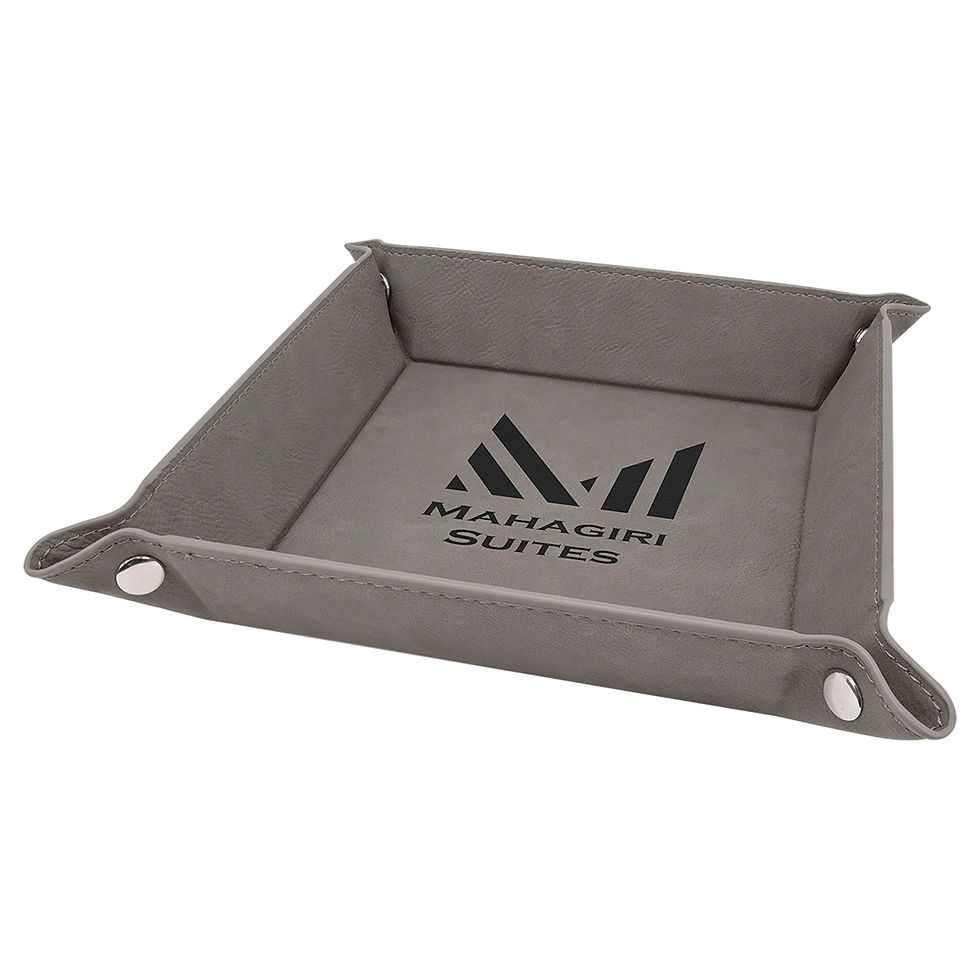 Thumbnail: CUSTOM ENGRAVABLE 6" x 6" LEATHERETTE SNAP UP, VALET, EDC TRAY, DICE TRAY