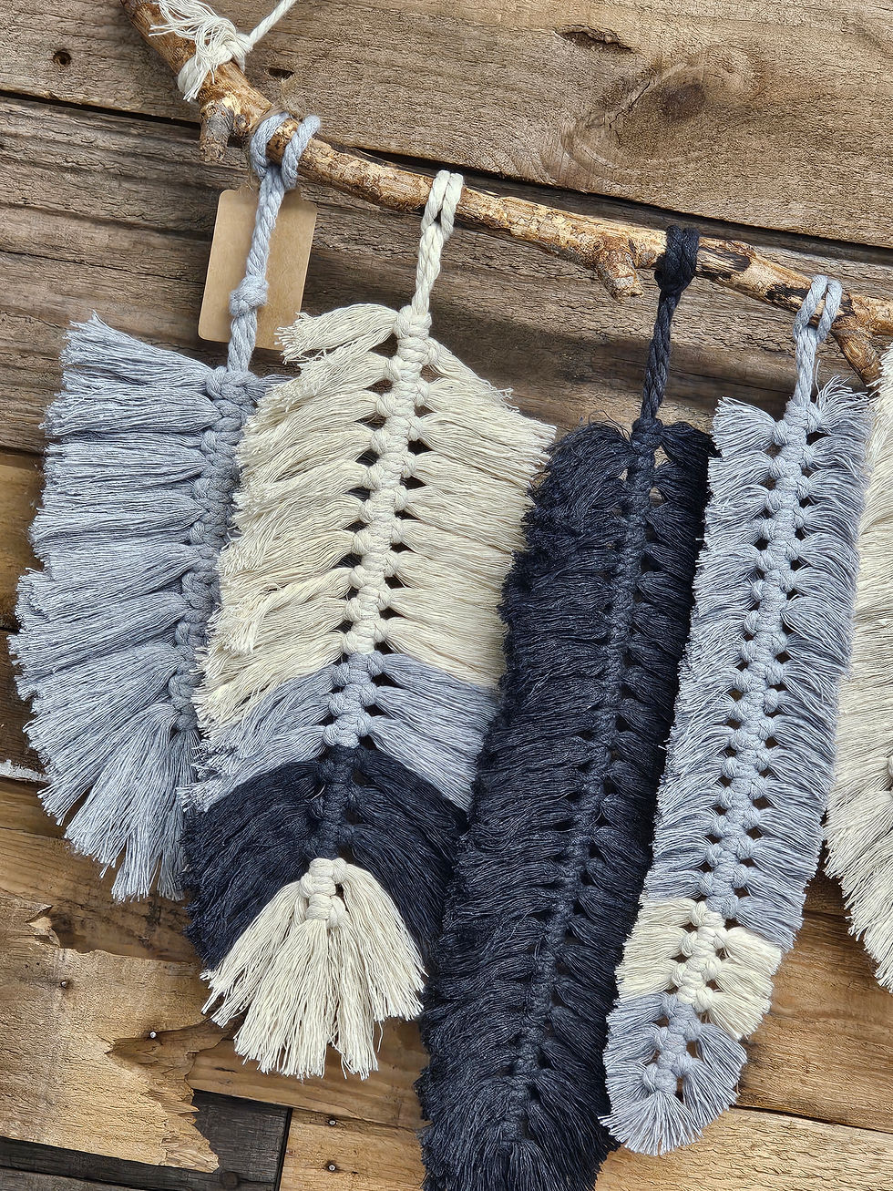 Thumbnail: HANDMADE MACRAME FEATHER WALL HANGING - SMALL