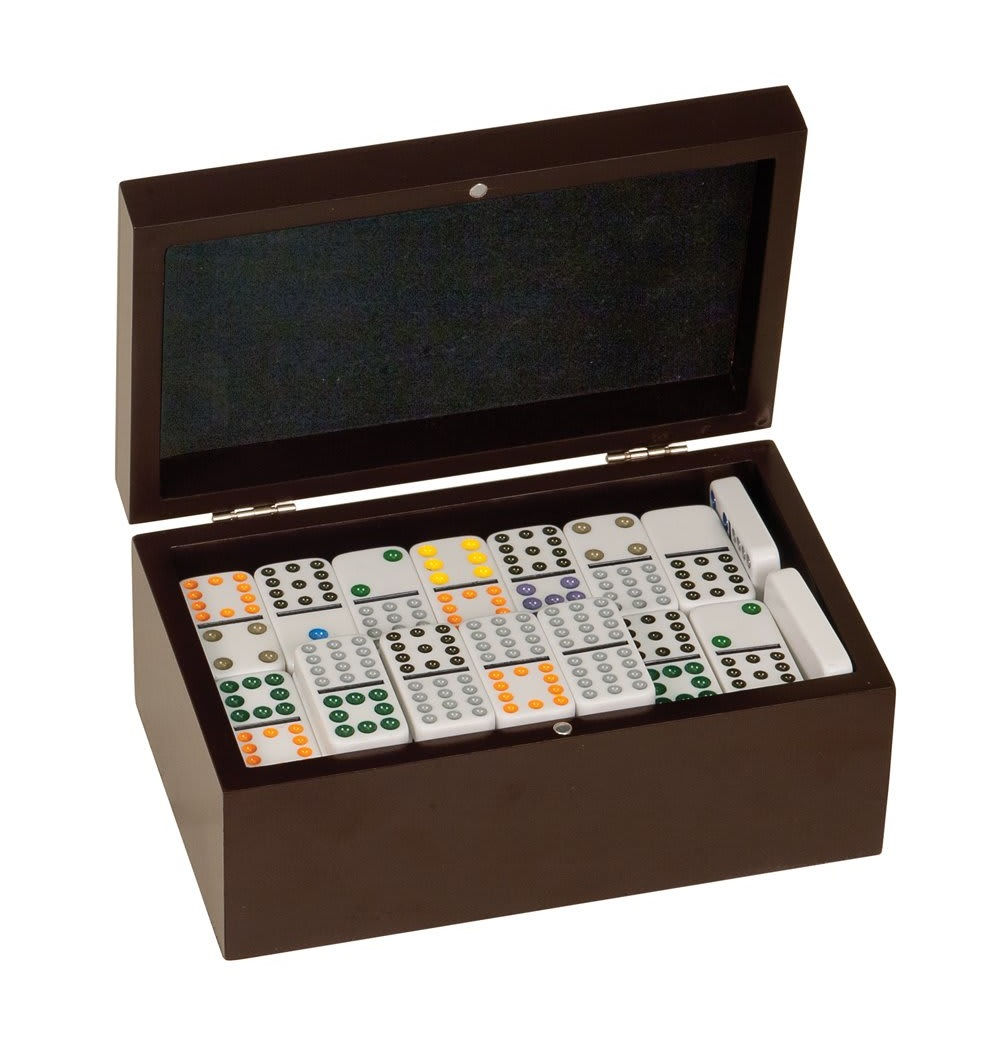 CUSTOM ENGRAVABLE ROSEWOOD FINISH DOUBLE TWELVES DOMINOS SET WITH 91 DOMINOS