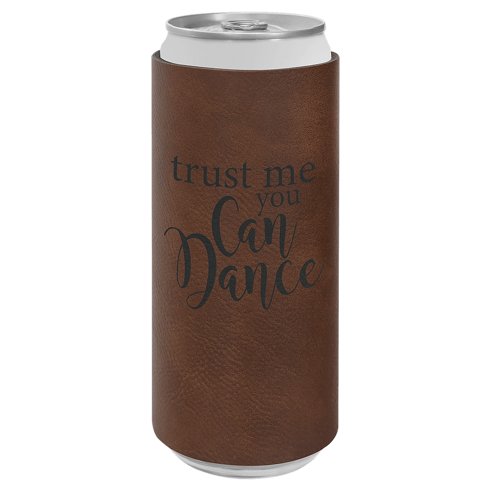 Thumbnail: CUSTOM ENGRAVABLE SLIM LEATHERETTE BEVERAGE HOLDER - 16 VIBRANT COLORS