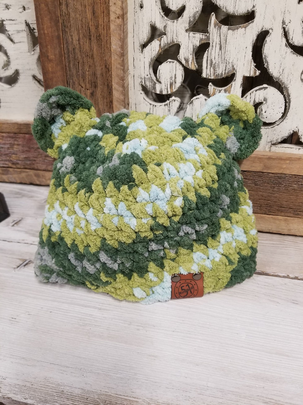 Thumbnail: CUTE AND SNUGGLY, HANDMADE CROCHET BEANIE HAT WITH BEAR EARS