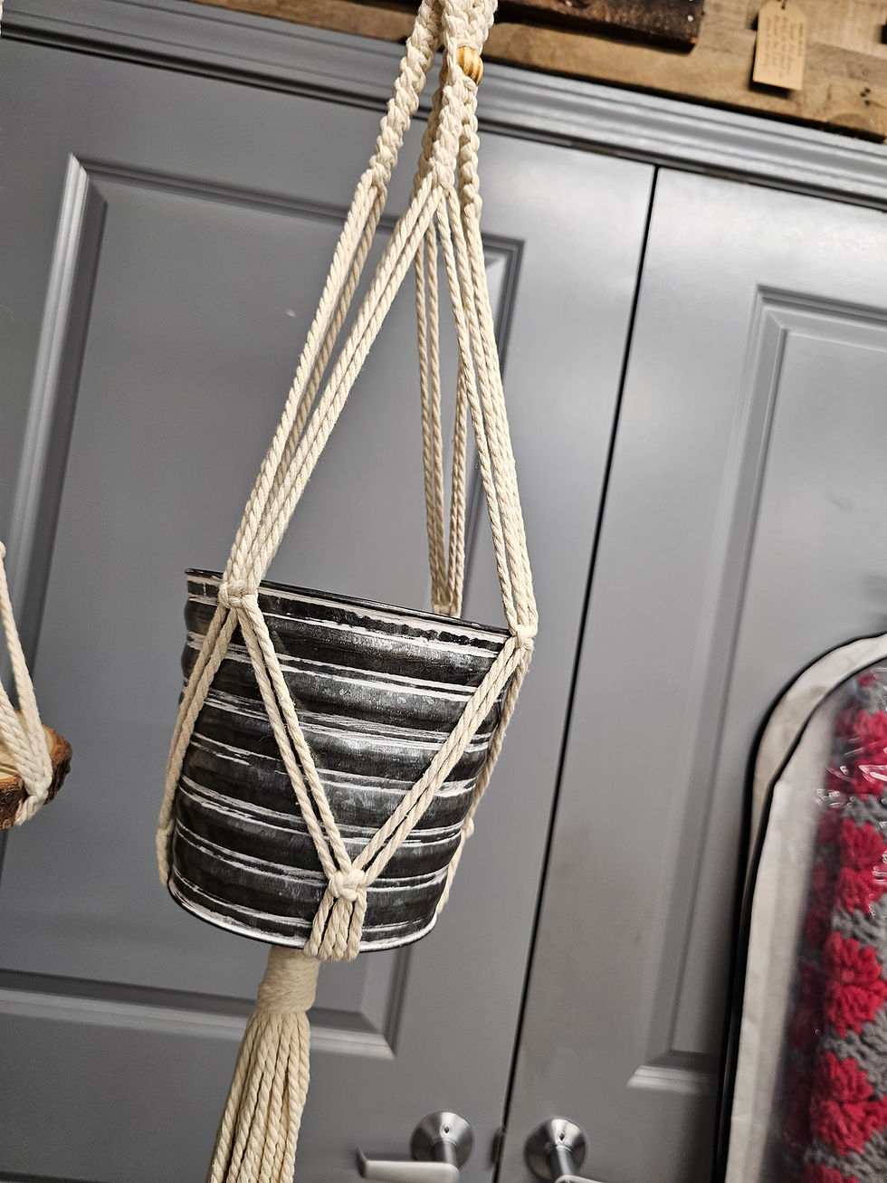 Thumbnail: HANDMADE BRAIDED MACRAME PLANT HANGER WITH BEADS