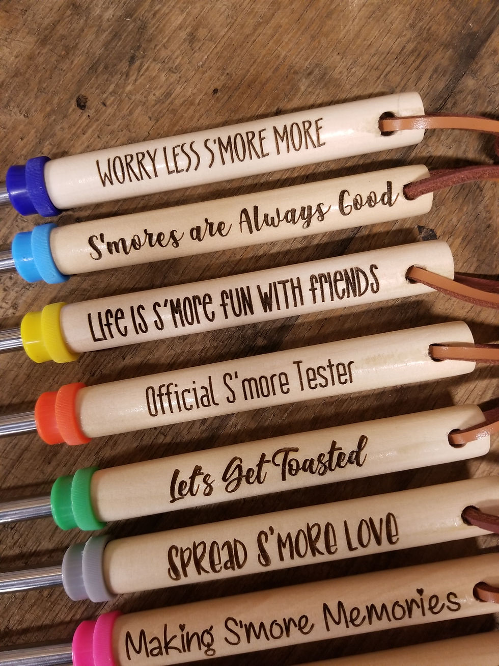 Thumbnail: CUSTOM ENGRAVED S'MORE BOARD/TRAY WITH TELESCOPING ROASTING STICKS/SKEWERS