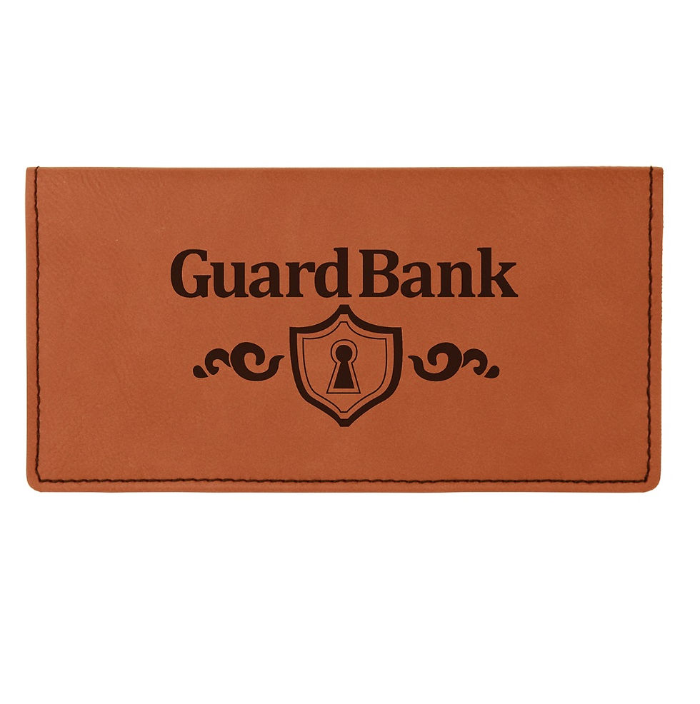 Thumbnail: 6 3/4" x 3 1/2" CUSTOM ENGRAVABLE LEATHERETTE CHECKBOOK COVER