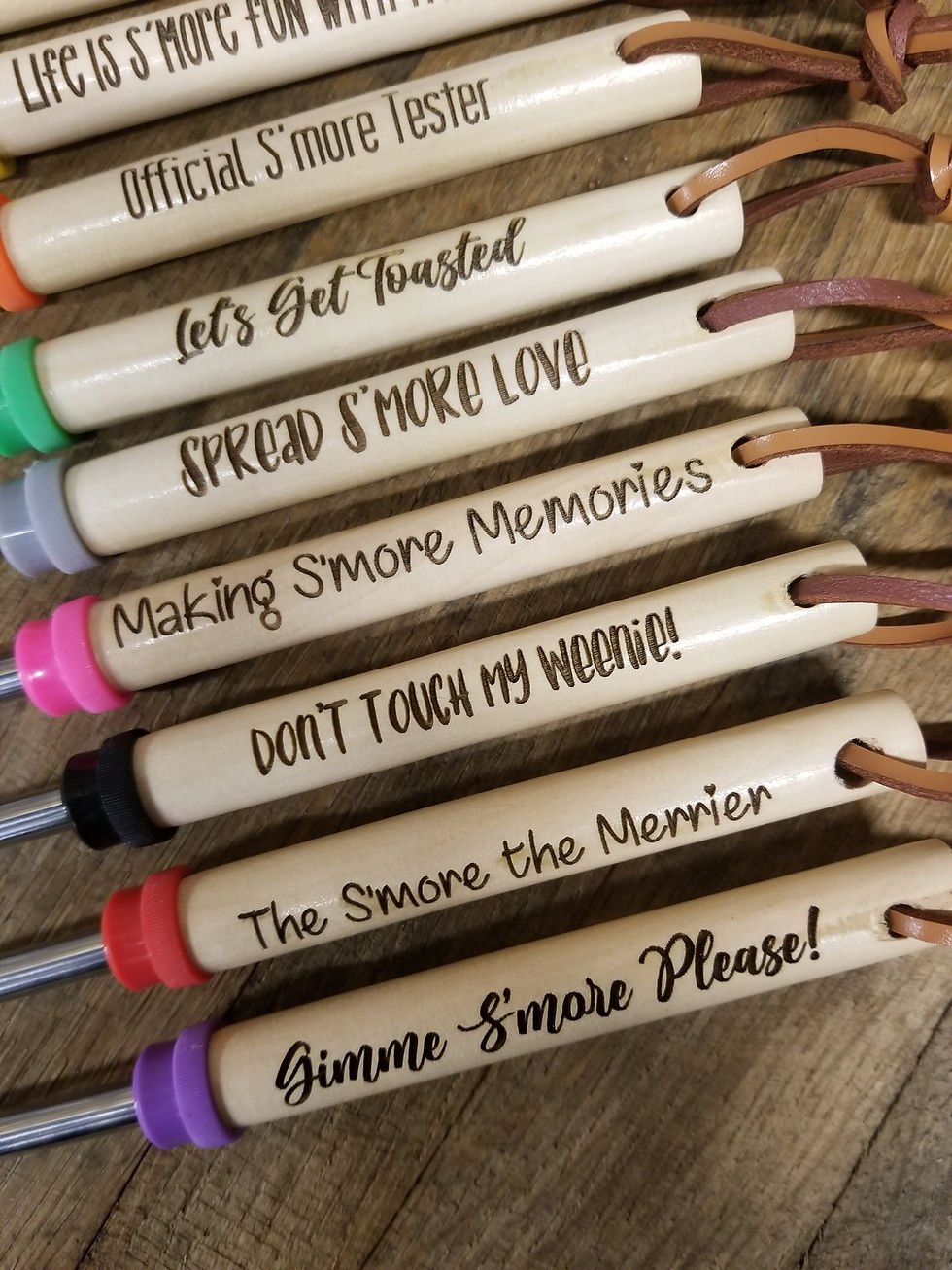 Thumbnail: CUSTOM ENGRAVED S'MORE BOARD/TRAY WITH TELESCOPING ROASTING STICKS/SKEWERS