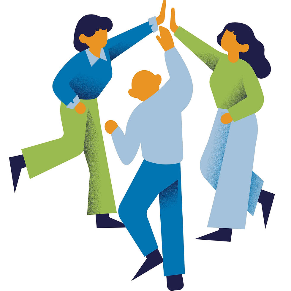 coworkers high fiving each other