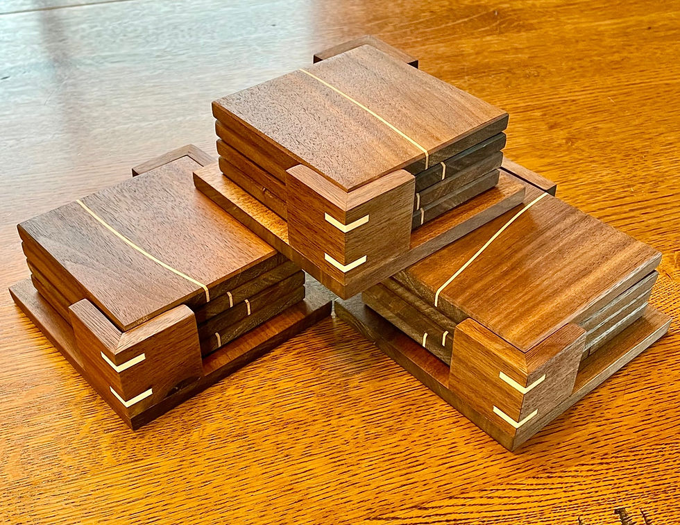 Thumbnail: Coaster Set - Walnut w/Maple Inlay