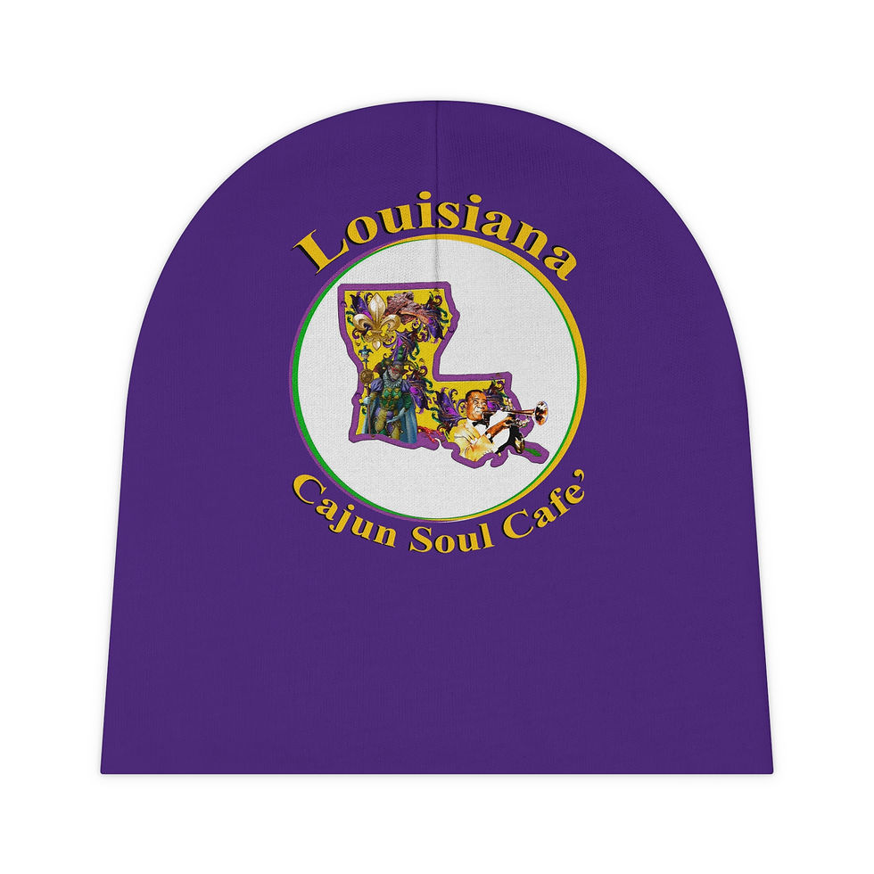 Thumbnail: Louisiana Cajun Soul Café Baby Beanie – Purple  Mardi Gras Design