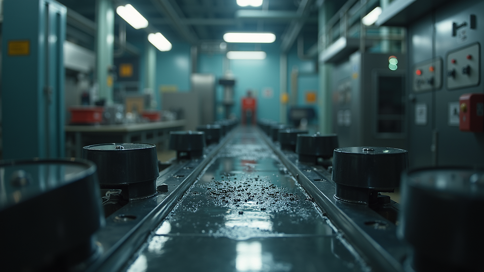 High angle view of industrial grease manufacturing equipment