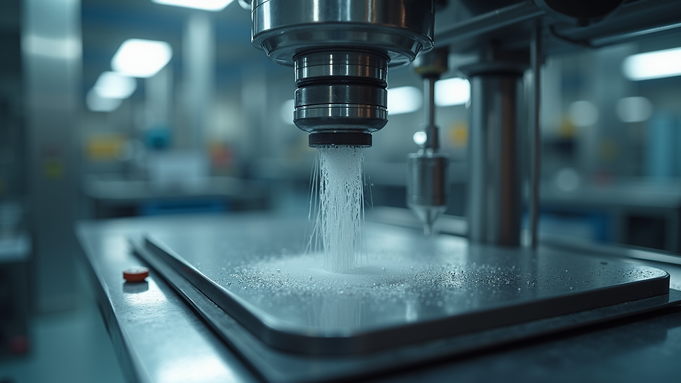 High angle view of ultrasonic mixing equipment used in lubricant blending