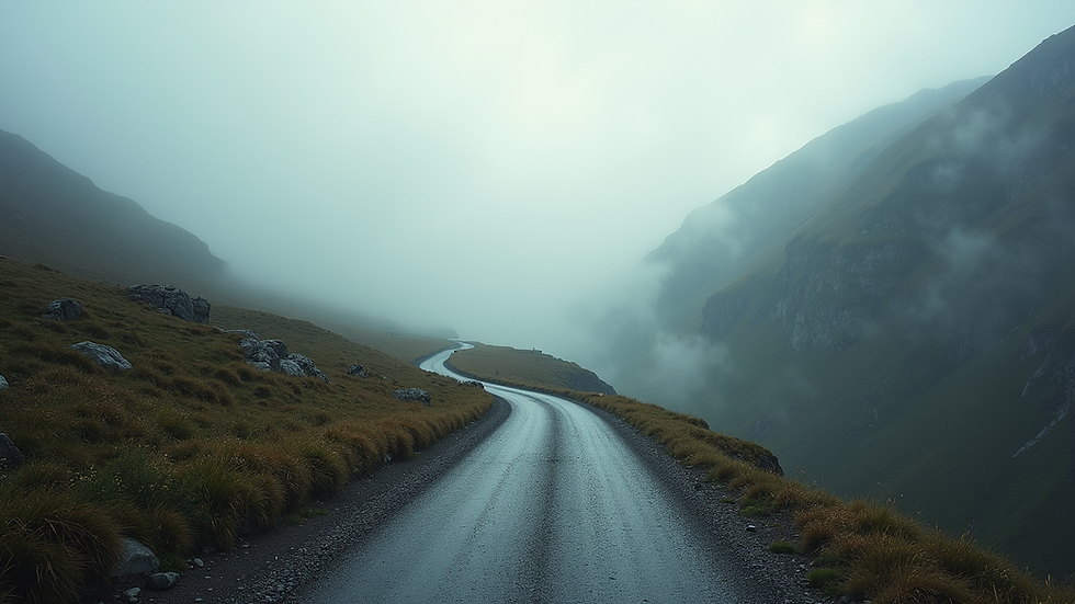 Eye-level view of a winding mountain path symbolizing the journey through failure and growth