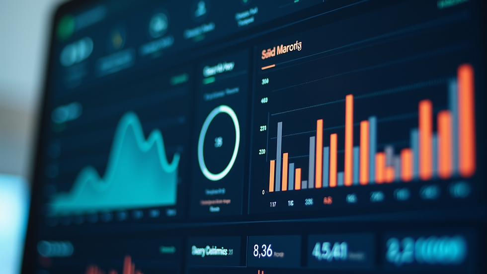 Close-up view of a digital marketing dashboard showing analytics and performance metrics