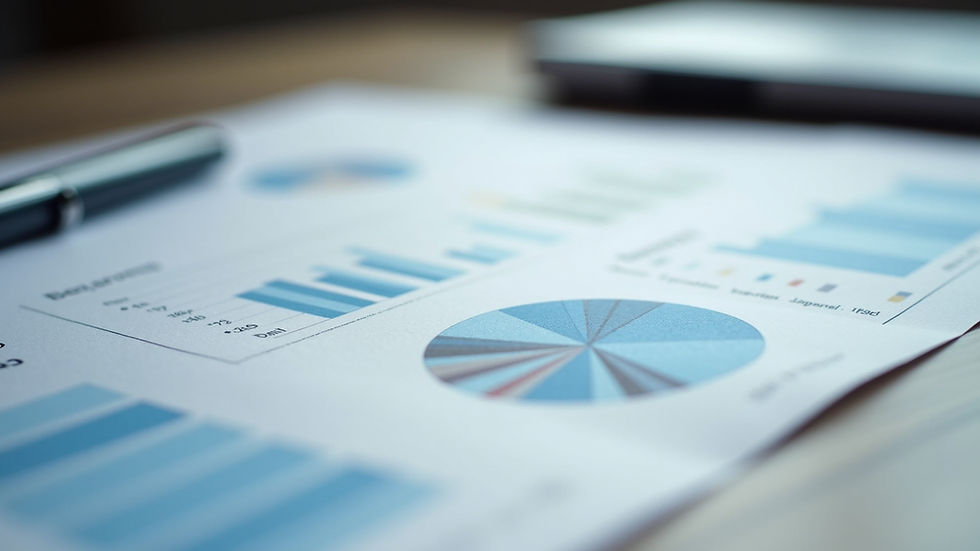 Close-up view of a detailed business plan document with charts and notes